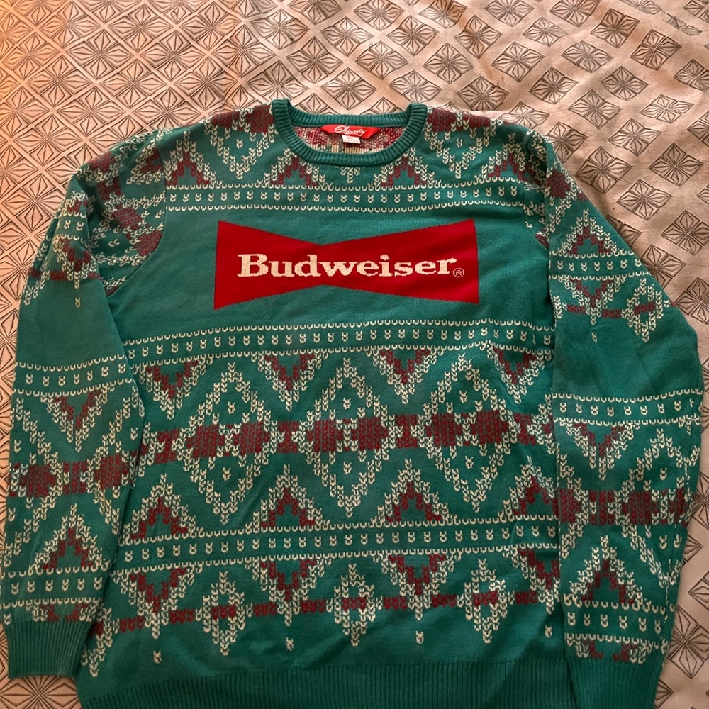 Budweiser Green Patterned Men's Sweater
